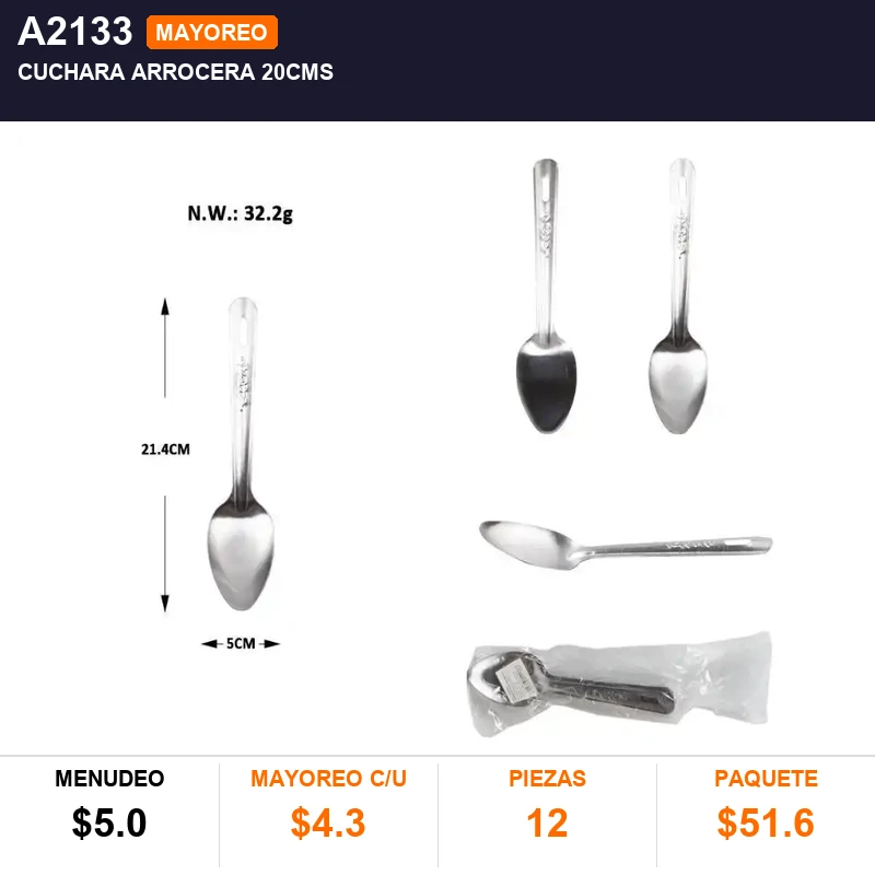 Cuchara arrocera 20cms - Pack x12