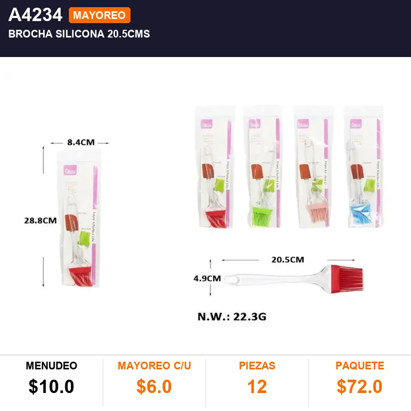 Brocha silicona 20.5cms - Pack x12