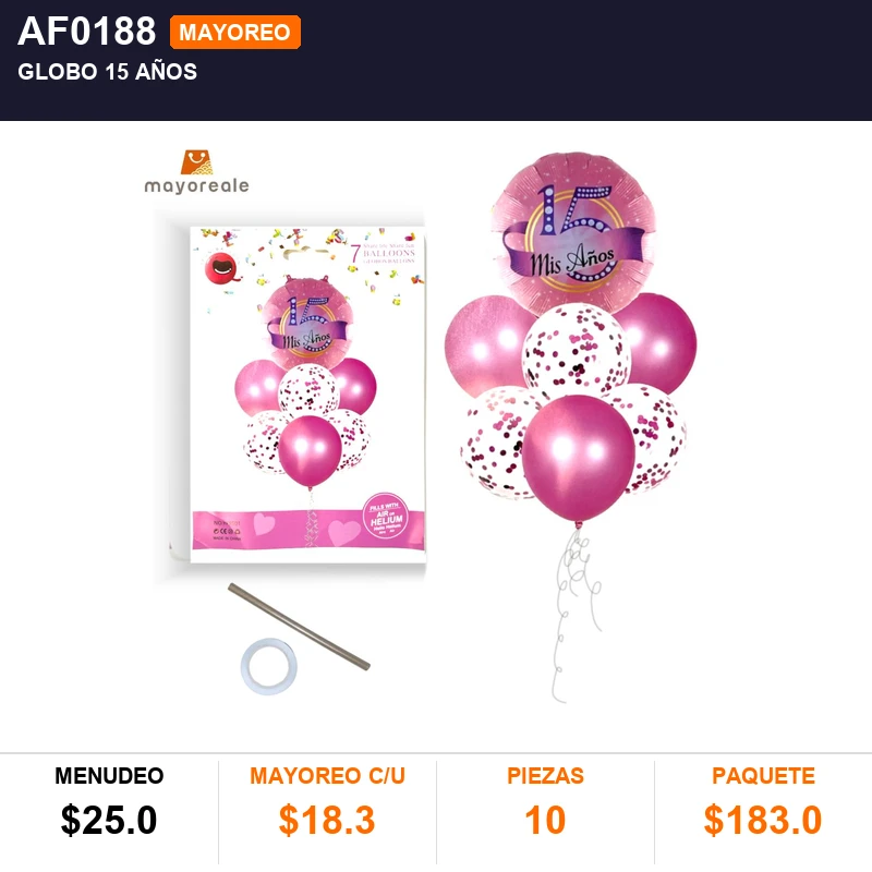 Globo 15 años - Pack x10