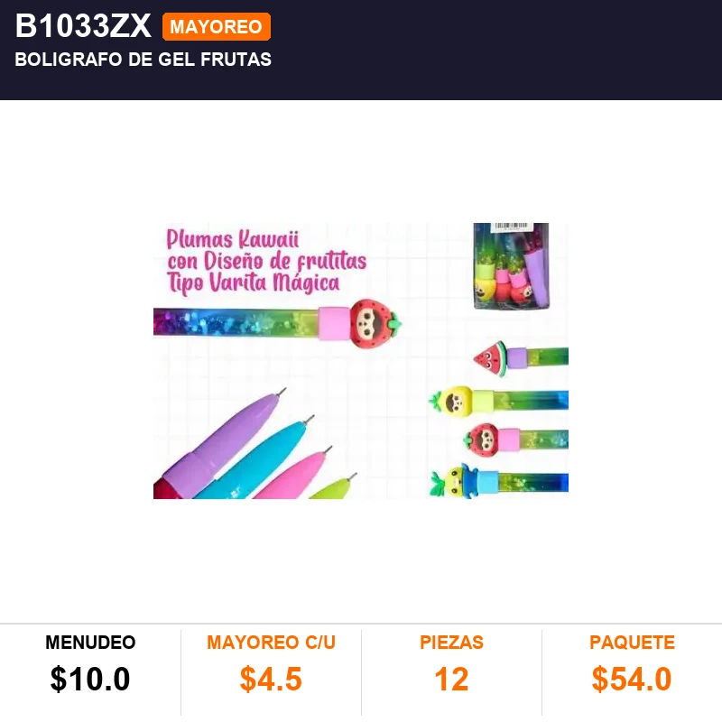 Boligrafo de gel frutas - Pack x12