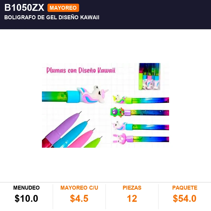 Boligrafo de gel diseño kawaii - Pack x12