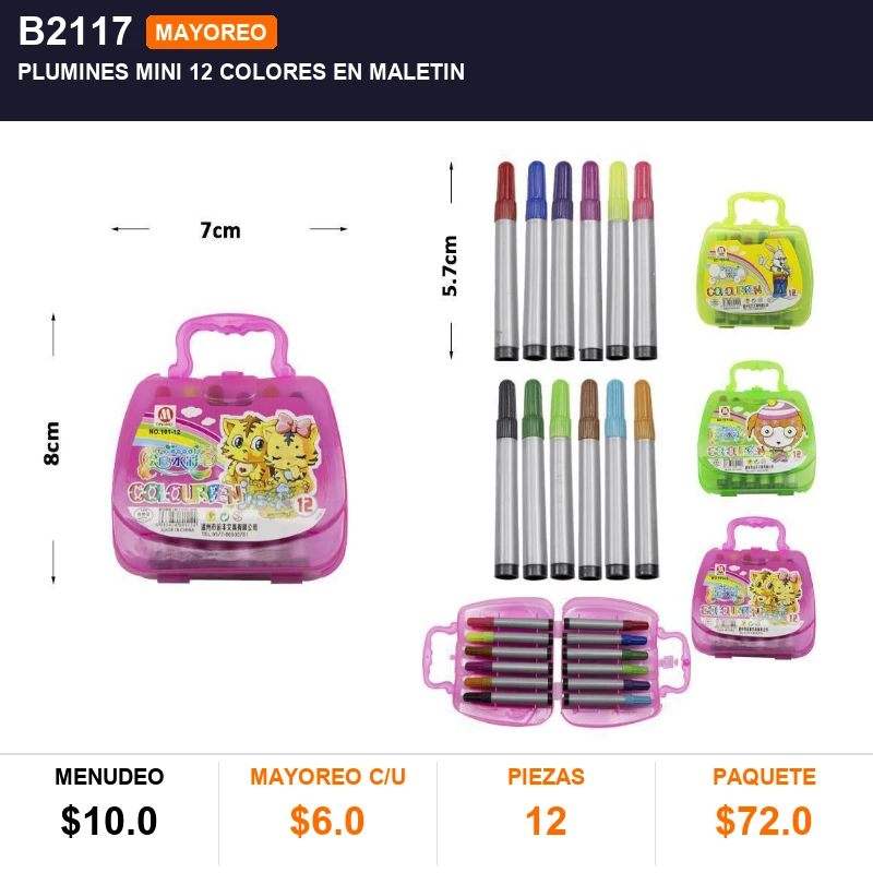 Plumines Mini 12 Colores En Maletin - Pack x12