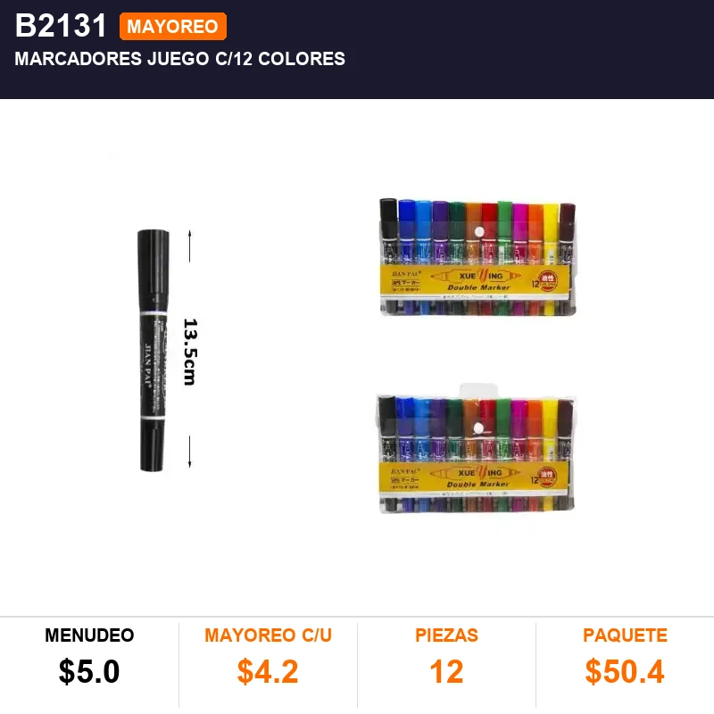 Marcadores juego c/12 colores - Pack x12