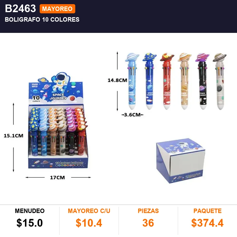 Boligrafo 10 colores - Pack x36