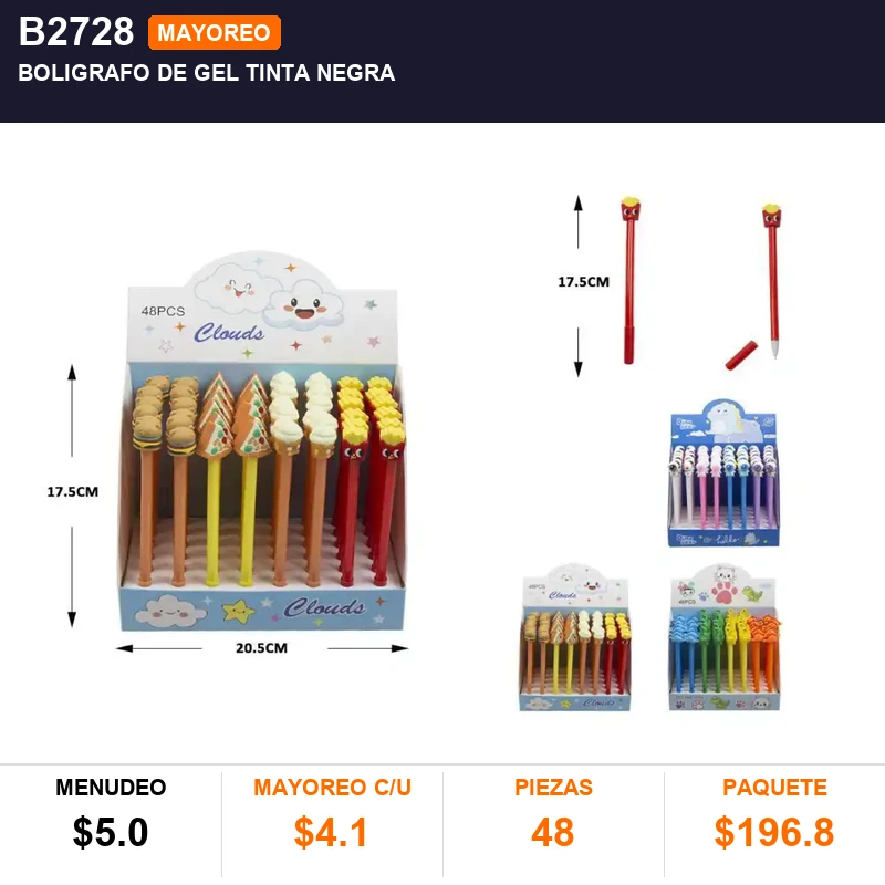 Boligrafo de gel tinta negra - Pack x48