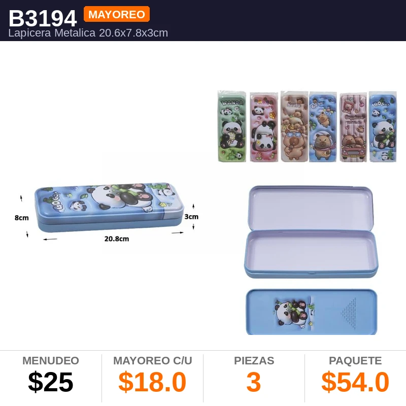 Lapicera Metalica 20.6X7.8X3Cms - Pack x3