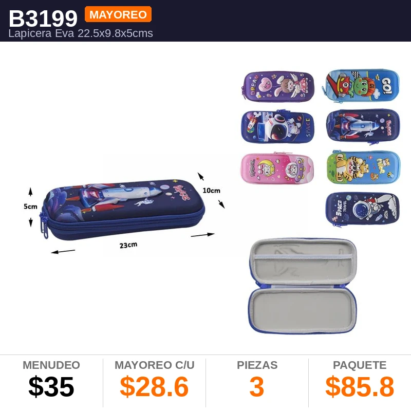 Lapicera Eva 22.5X9.8X5Cms - Pack x3