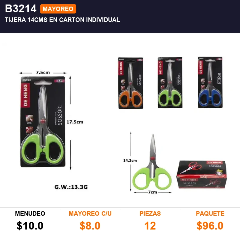 Tijera 14Cms En Carton Individual - Pack x12