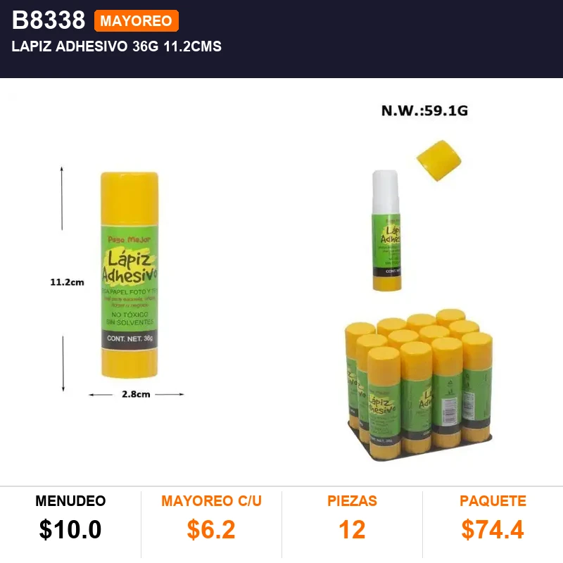 Lapiz adhesivo 36g 11.2CMS - Pack x12