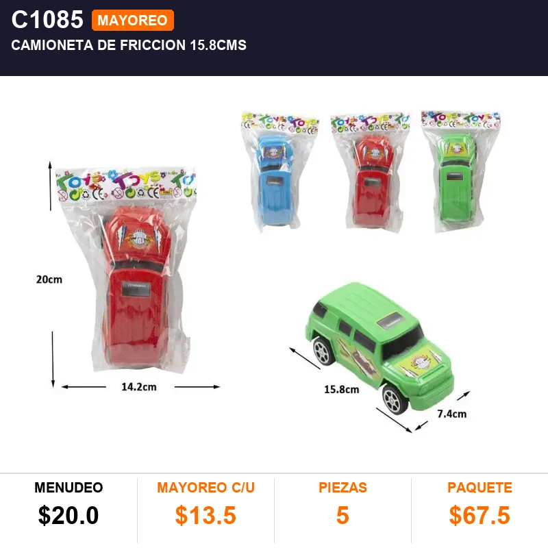 Camioneta de friccion 15.8cms - Pack x5