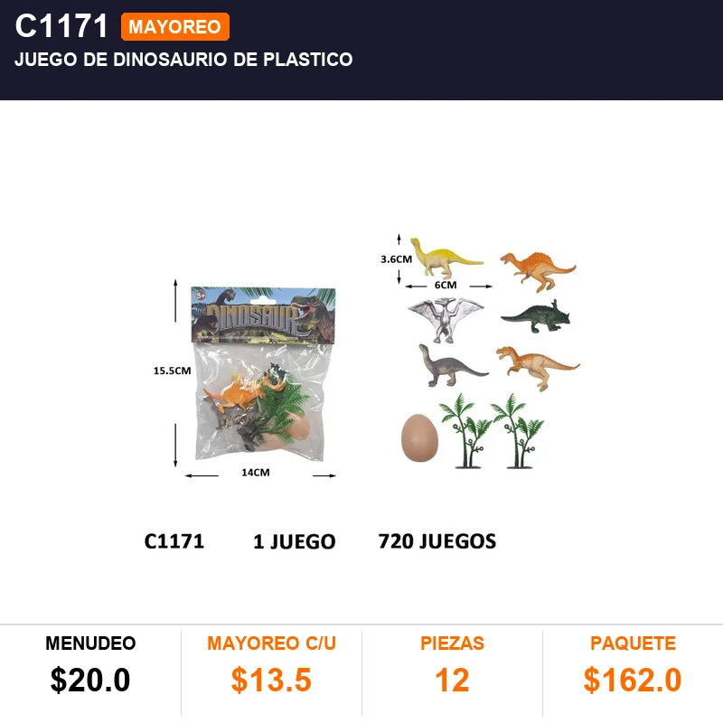 Juego De Dinosaurio De Plastico - Pack x12