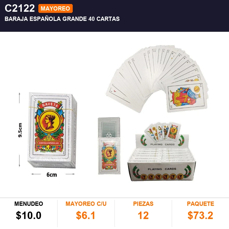 Baraja Española Grande 40 Cartas - Pack x12