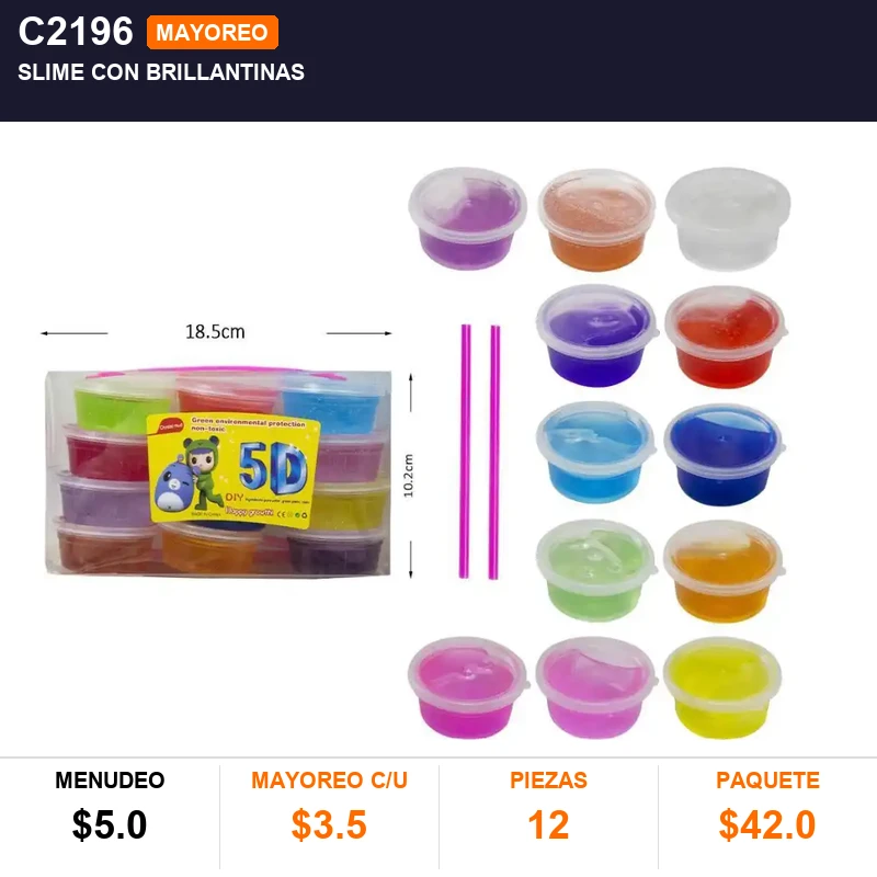 Slime con brillantinas - Pack x12