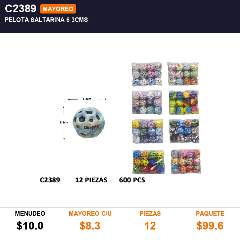 Pelota Saltarina 6 3Cms - Pack x12