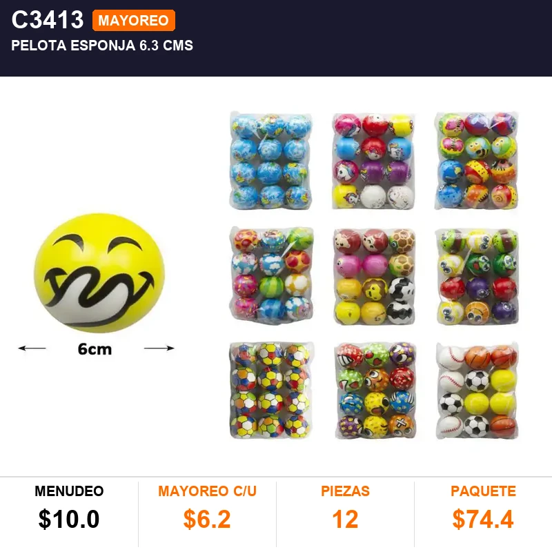 Pelota esponja 6.3 cms - Pack x12