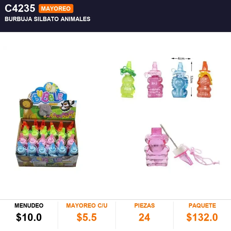 Burbuja silbato animales - Pack x24