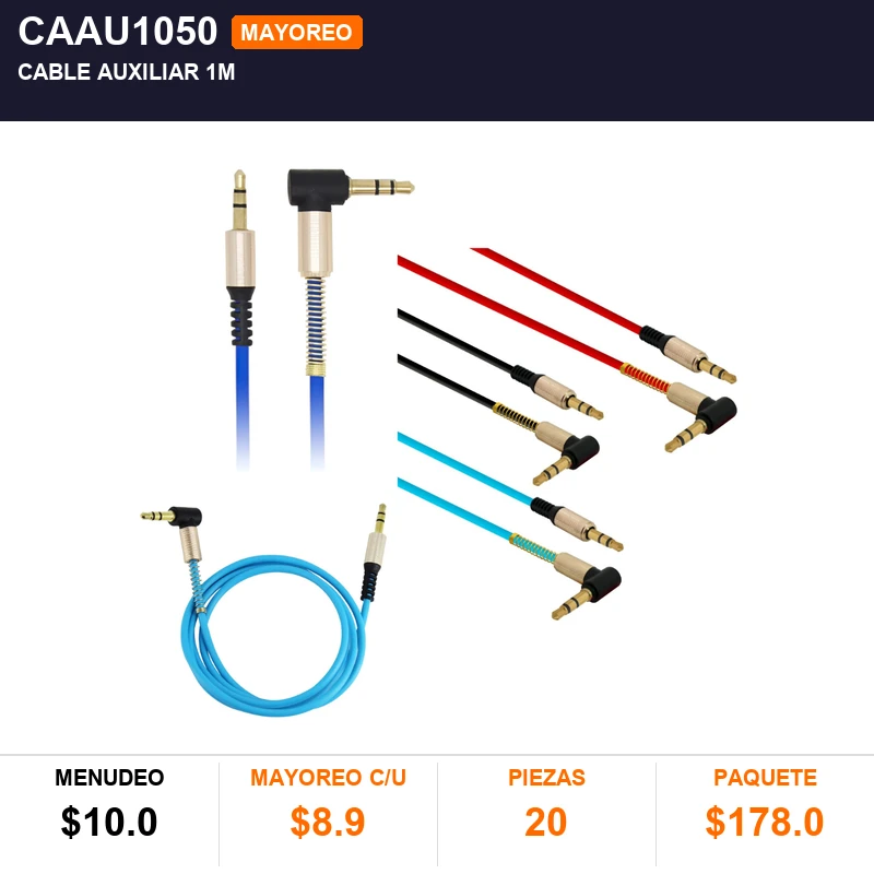 Cable auxiliar 1m - Pack x20