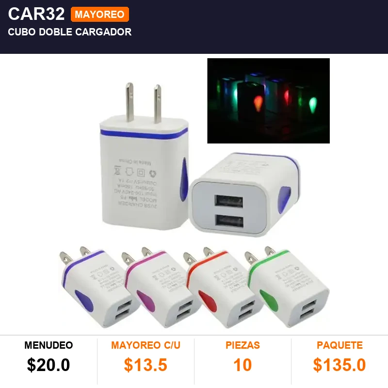 Cubo doble cargador - Pack x10