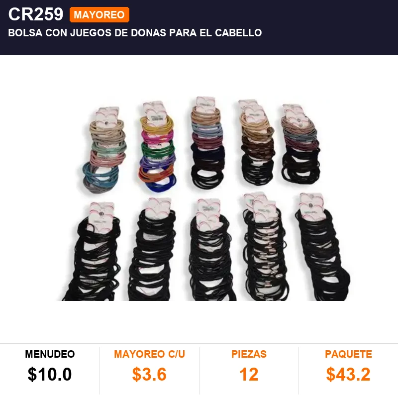 Bolsa con juegos de donas para el cabello - Pack x12