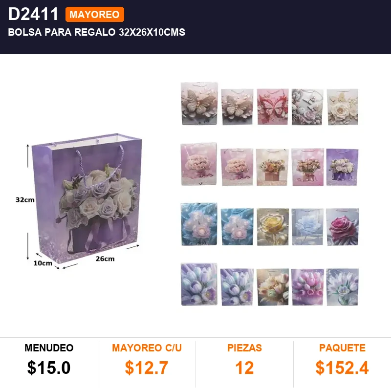 Bolsa para regalo 32x26x10cms - Pack x12