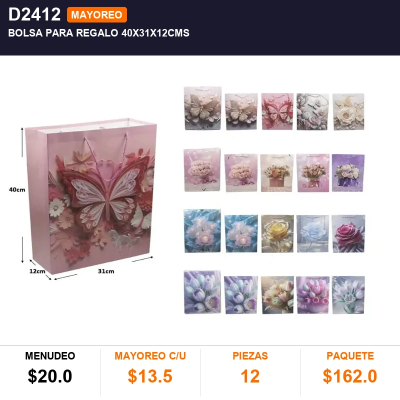 Bolsa para regalo 40x31x12cms - Pack x12