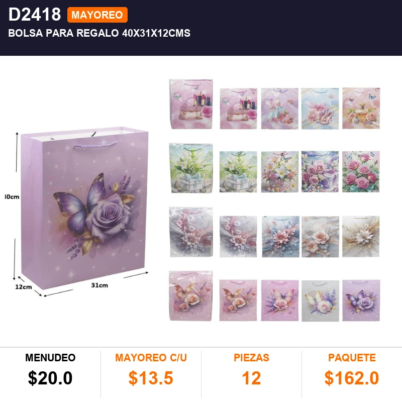 Bolsa para regalo 40x31x12cms - Pack x12