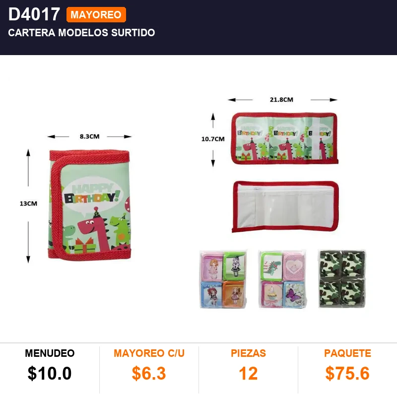 Cartera modelos surtido - Pack x12