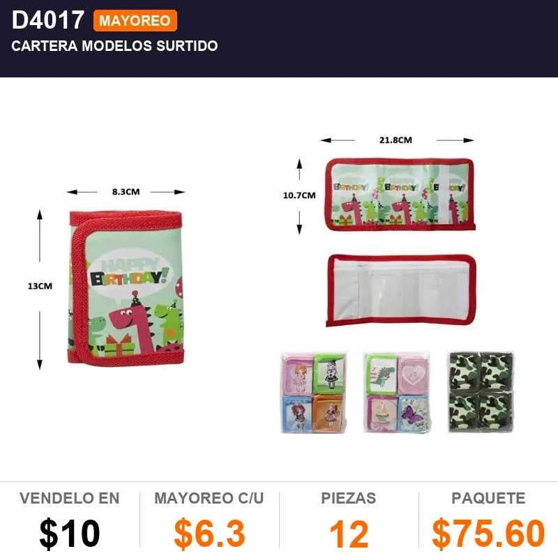 Cartera modelos surtido - Pack x12