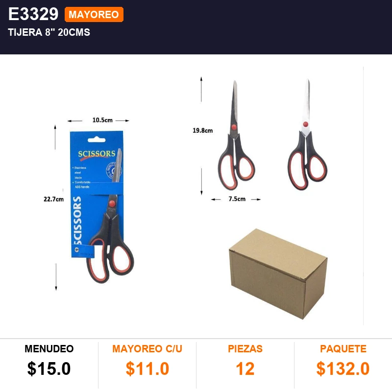 Tijera 8" 20Cms - Pack x12