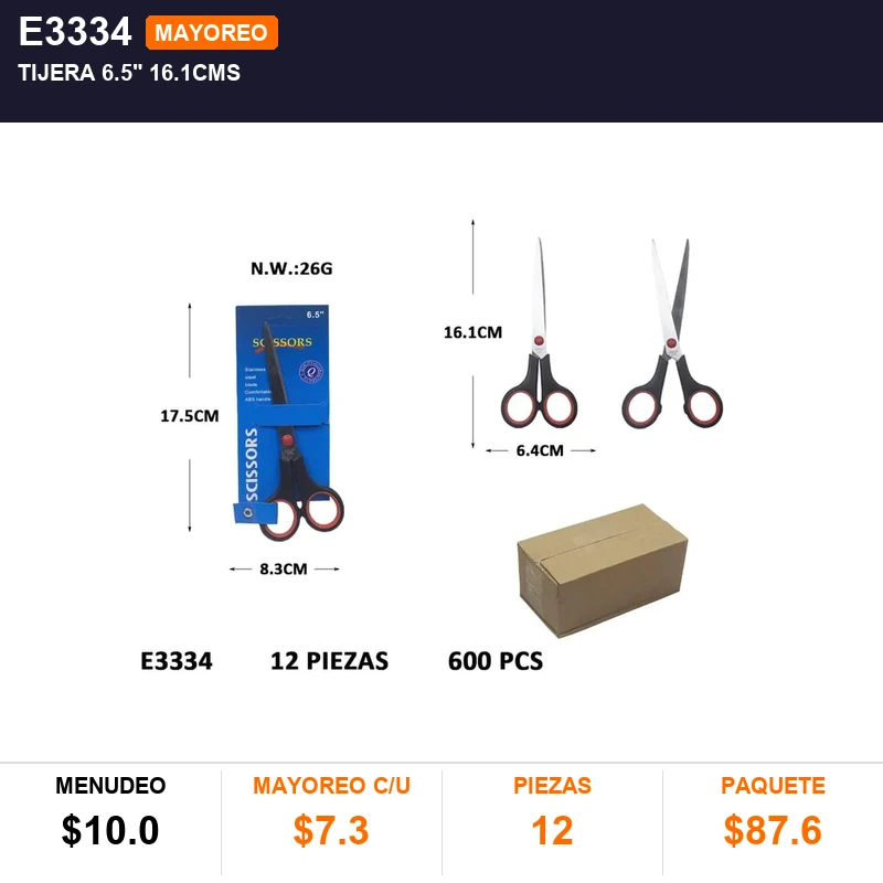 Tijera 6.5" 16.1Cms - Pack x12