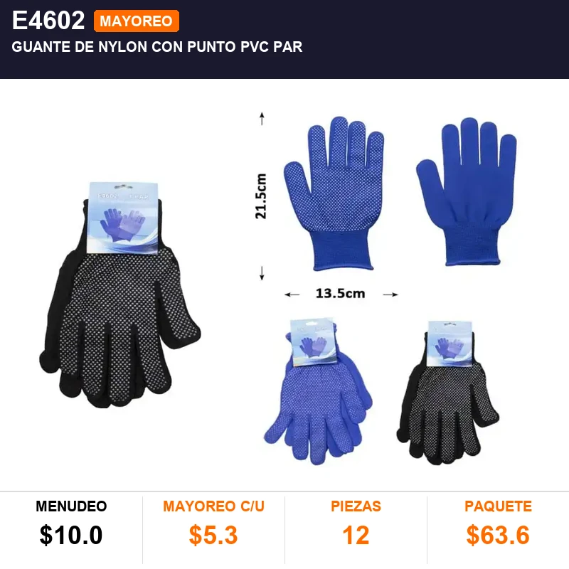 Guante de nylon con punto pvc par - Pack x12
