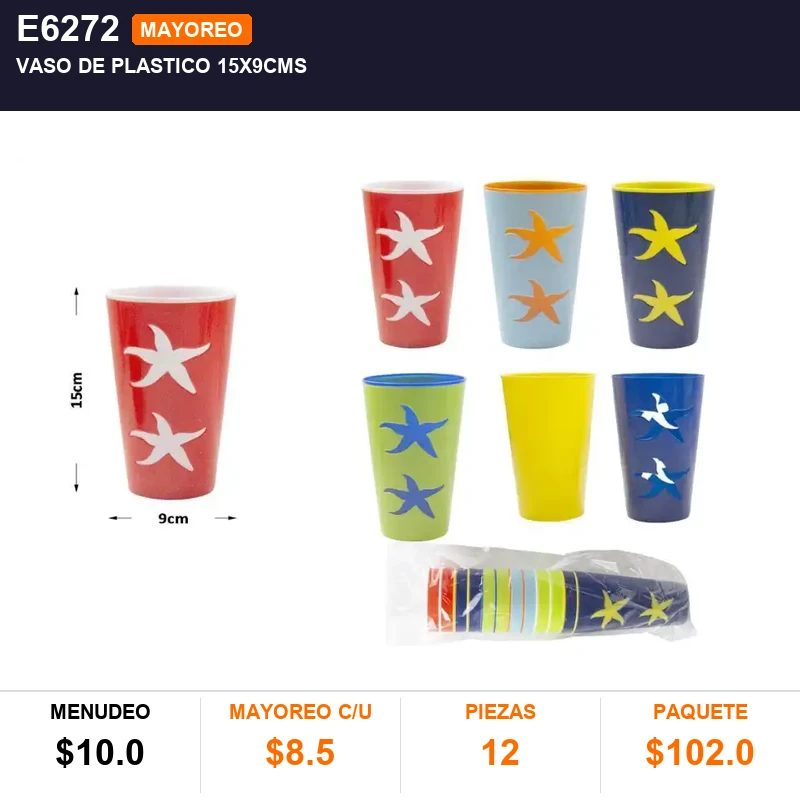 Vaso de plastico 15x9cms - Pack x12