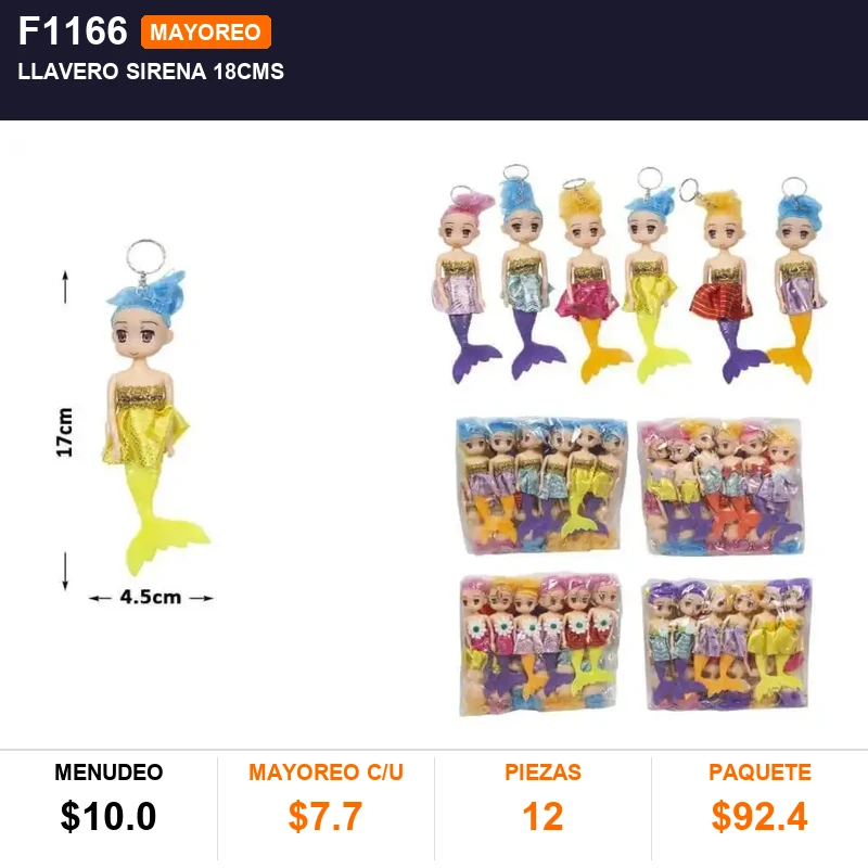 Llavero sirena 18cms - Pack x12