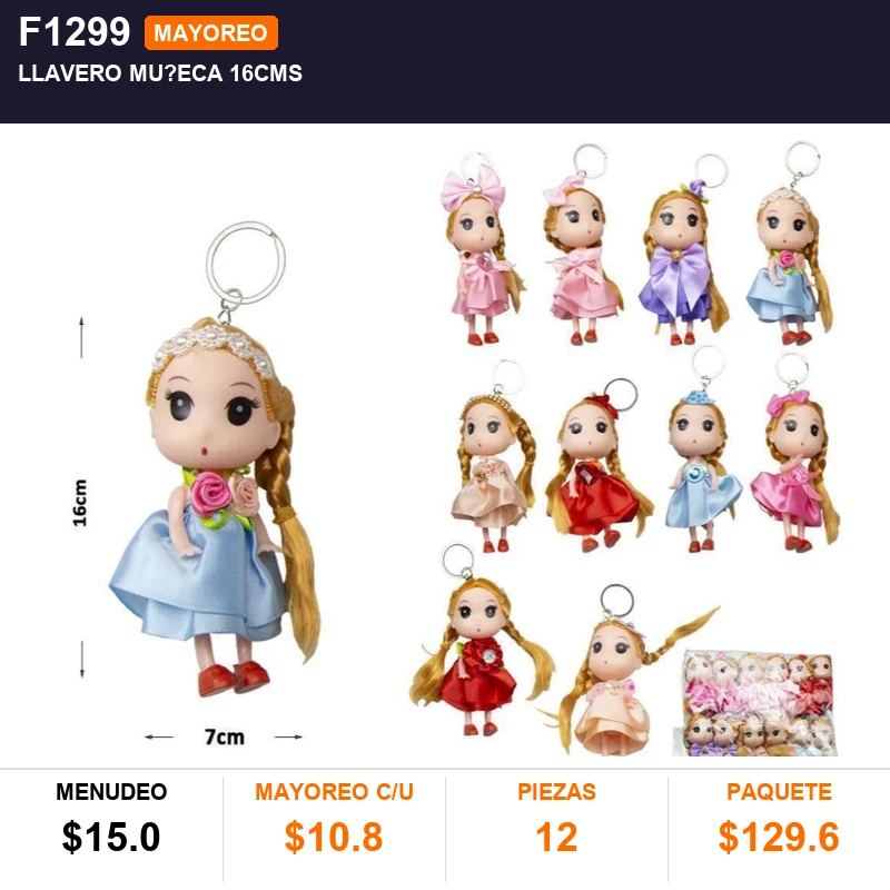 Llavero mu?eca 16cms - Pack x12