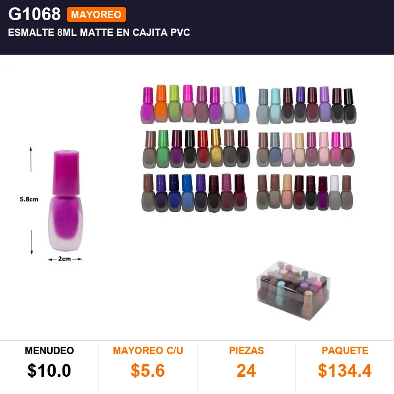ESMALTE 8ml MATTE EN CAJITA PVC - Pack x24
