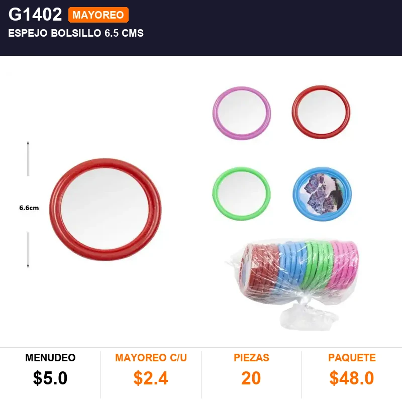 Espejo bolsillo 6.5 cms - Pack x20