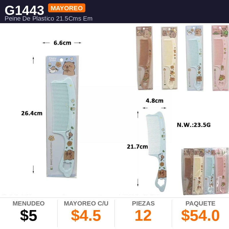 Peine De Plastico 21.5Cms - Pack x12