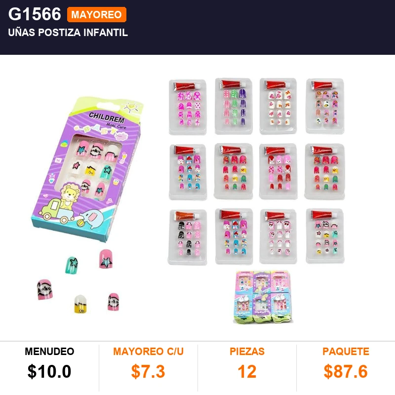 Uñas Postiza Infantil - Pack x12