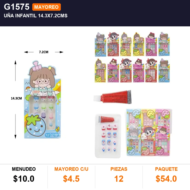 Uña infantil 14.3x7.2cms - Pack x12