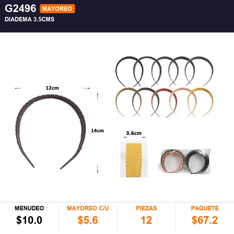 Diadema 3.5cms - Pack x12