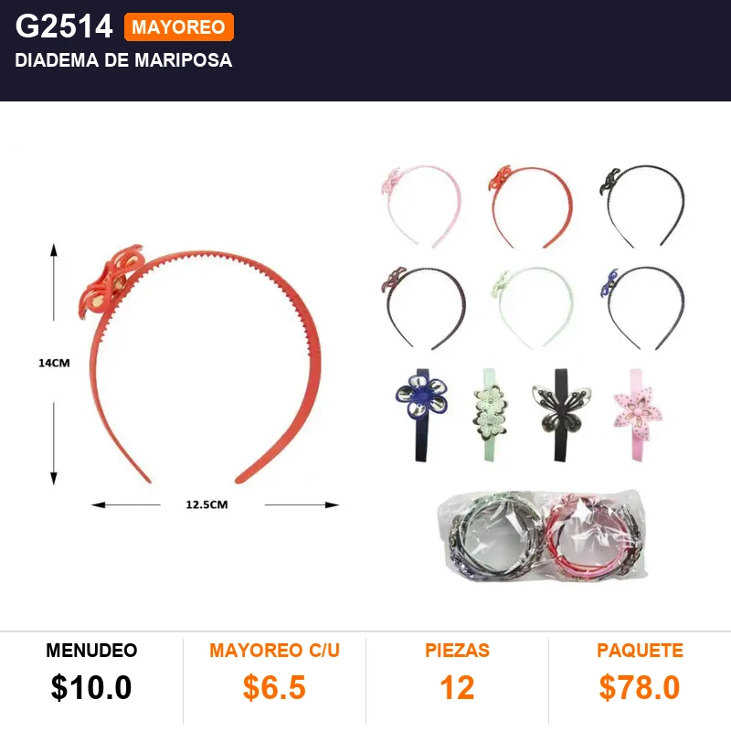 Diadema de mariposa - Pack x12