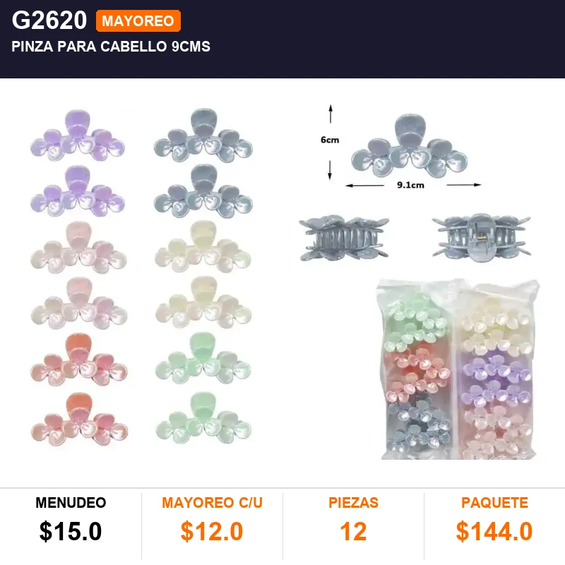 Pinza para cabello 9cms - Pack x12