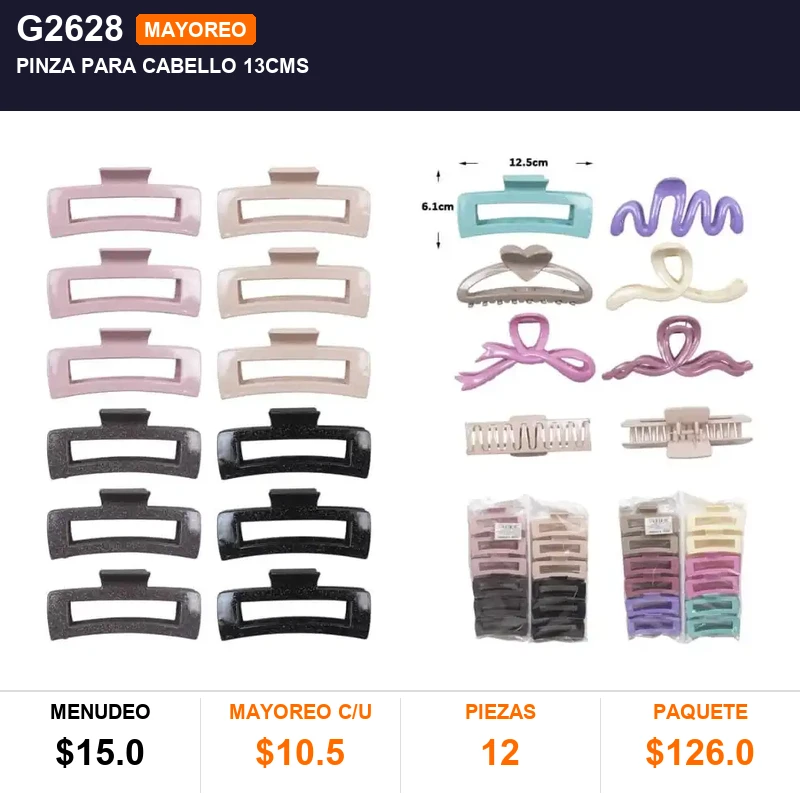 Pinza para cabello 13cms - Pack x12
