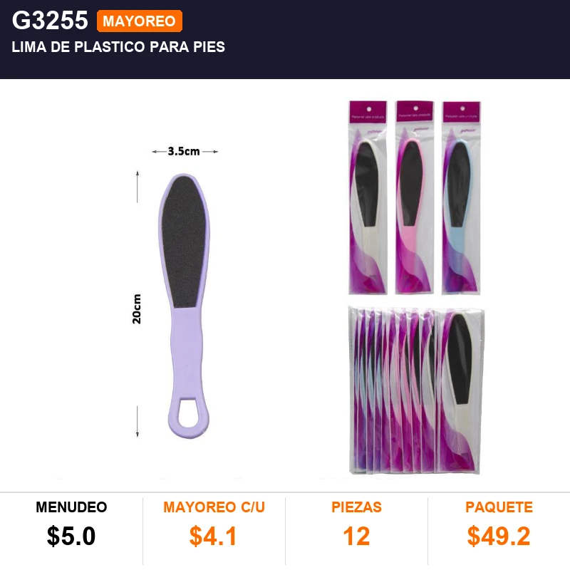 Lima de plastico para pies - Pack x12