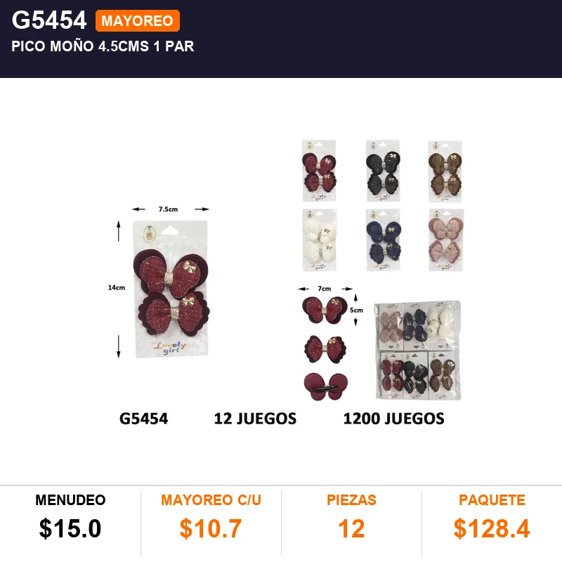 Pico Moño 4.5Cms 1 Par - Pack x12