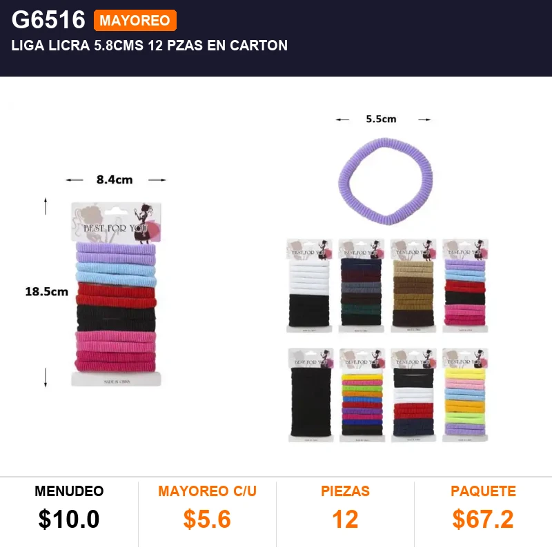 Liga Licra 5.8Cms 12 Pzas En Carton - Pack x12