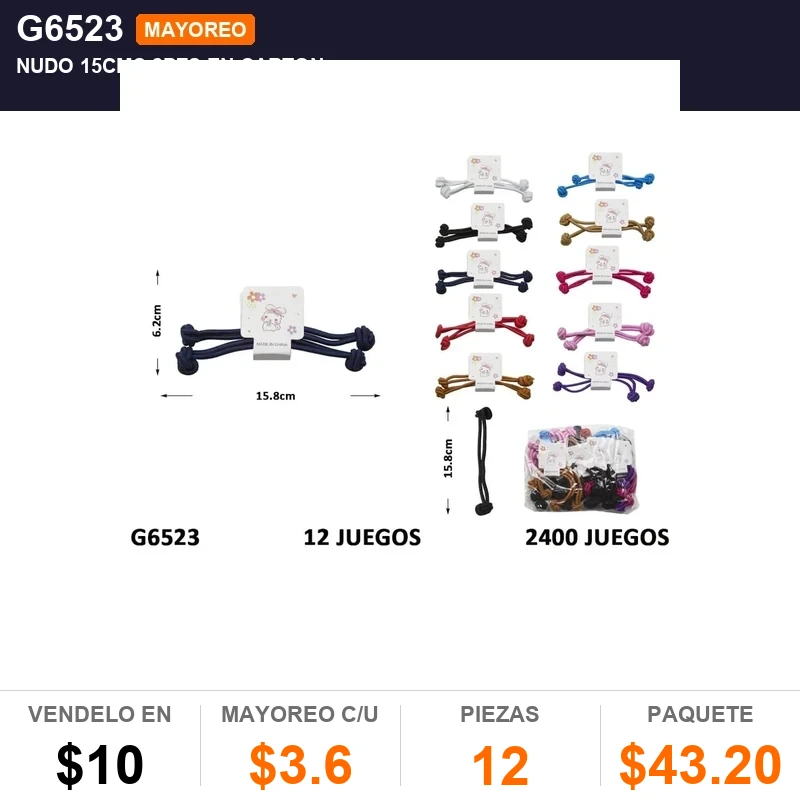 Nudo 15Cms 2Pzs En Carton - Pack x12