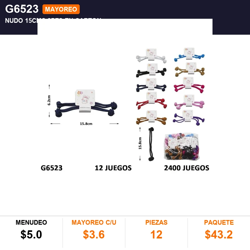 Nudo 15Cms 2Pzs En Carton - Pack x12