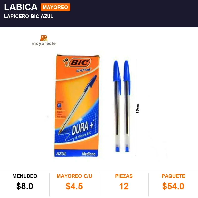 Lapicero bic azul - Pack x12