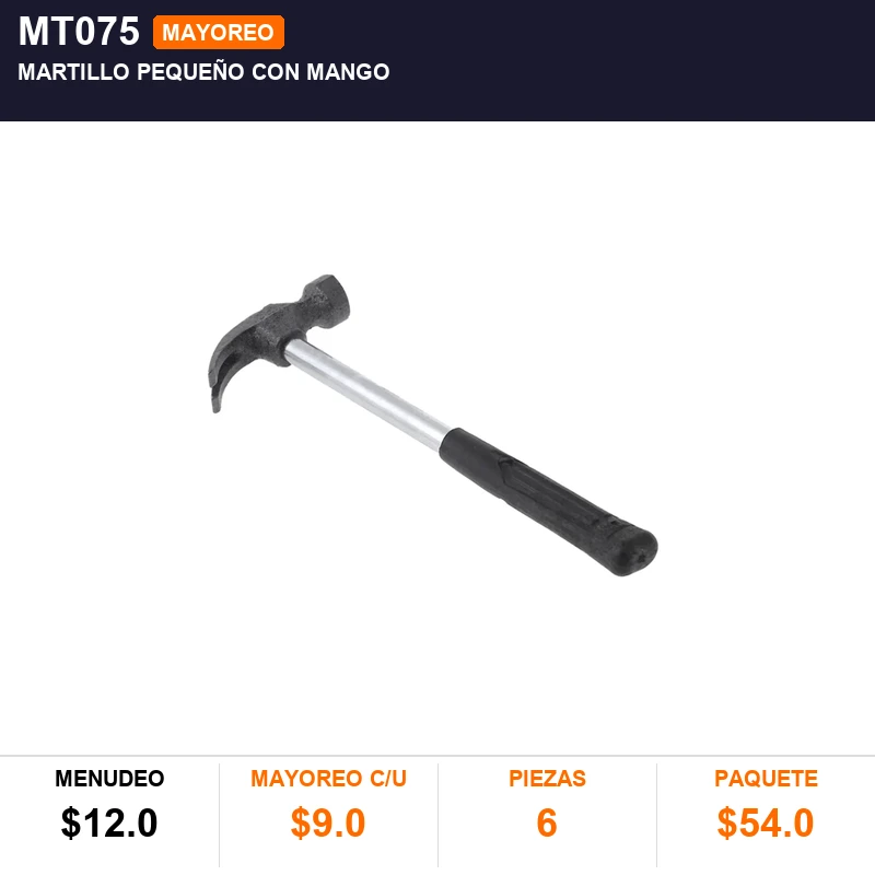 Martillo pequeño con mango - Pack x6